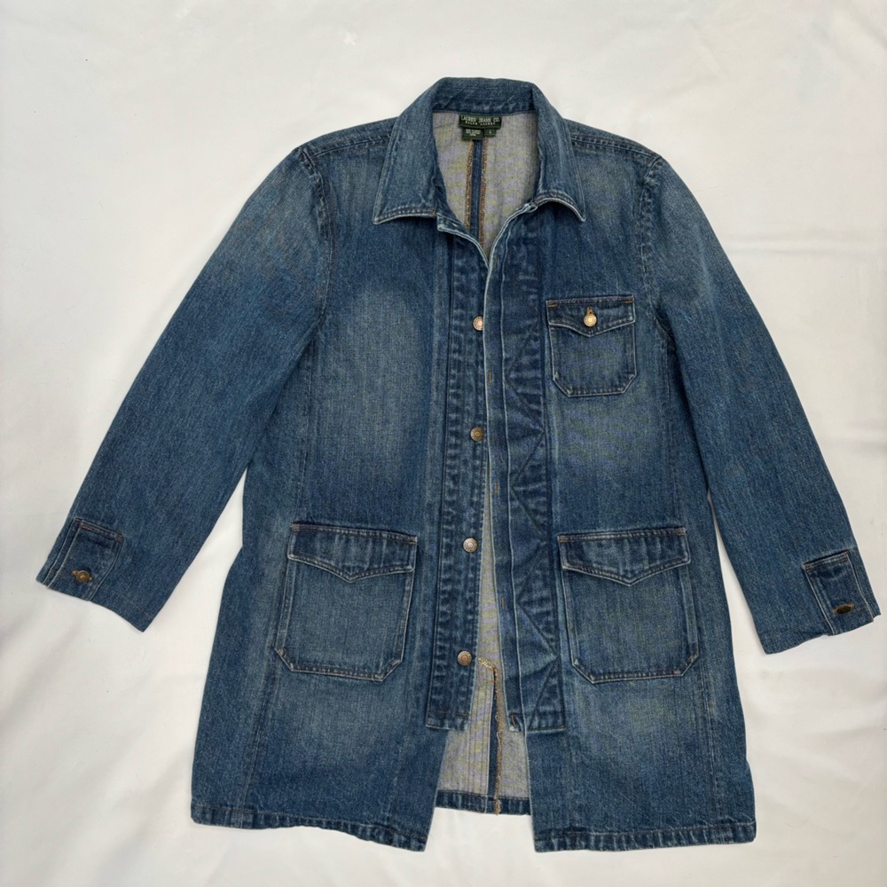 Lauren Ralph Lauren Blue Denim Long Jean Jacket